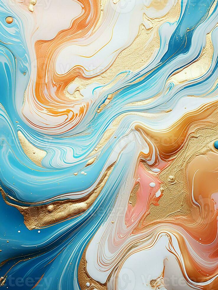 AI generated Luxury Abstract Marble Texture Background, Creative multicolored Painted waves ink Technique photo