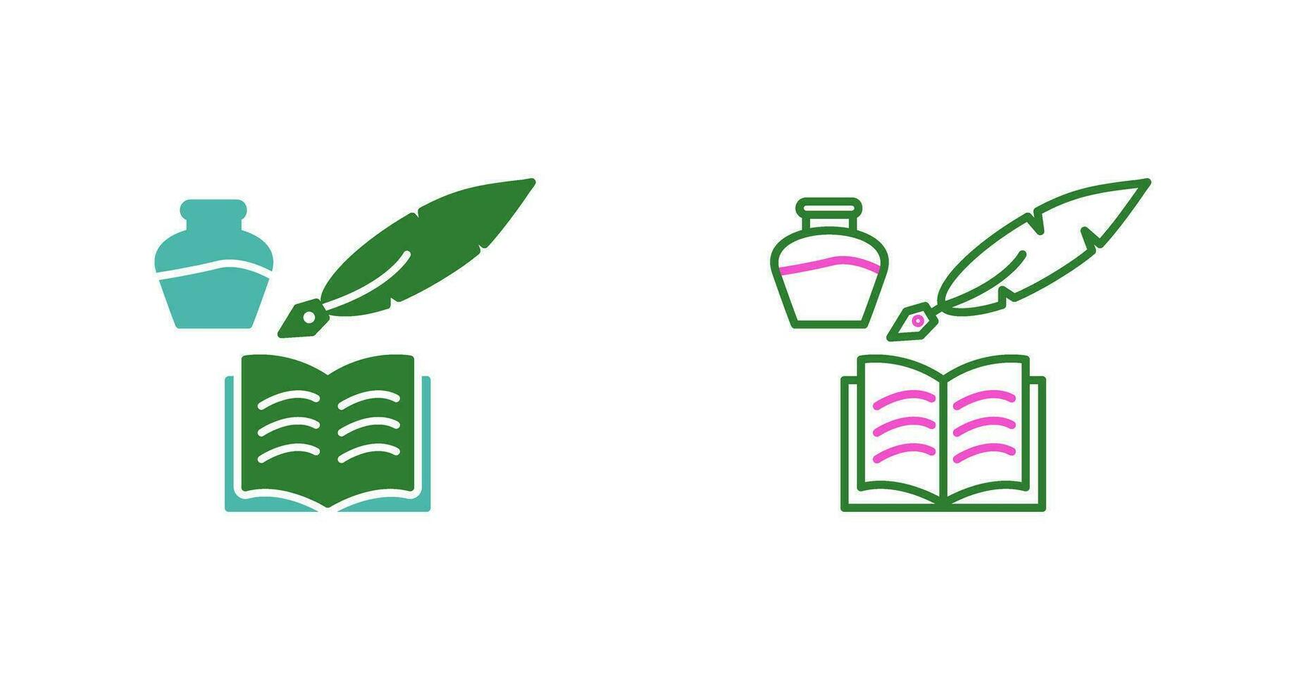 Unique Quill and Book Vector Icon