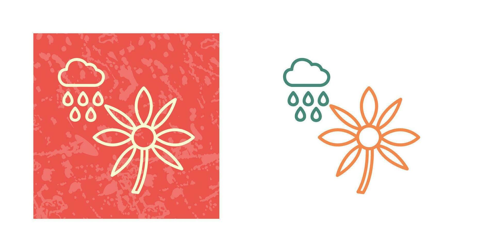 flor con icono de vector de lluvia