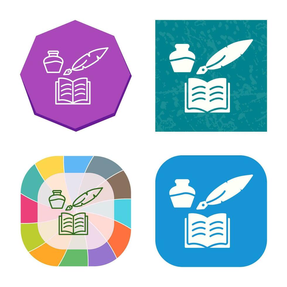 Unique Quill and Book Vector Icon