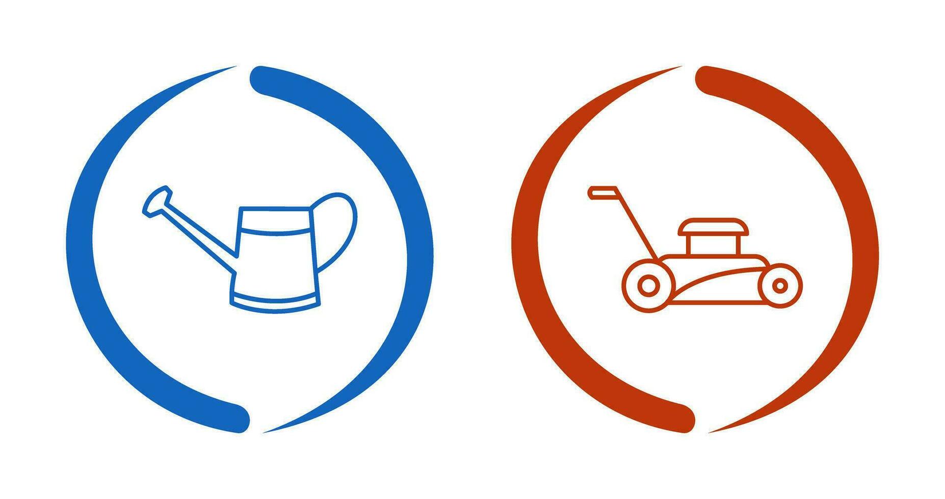 Watering tool and Lawn Mower Icon vector