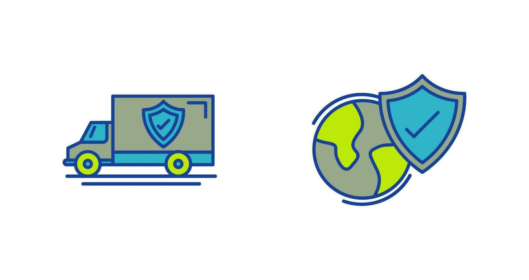 Delivery Truck and Worldwide Security Icon vector