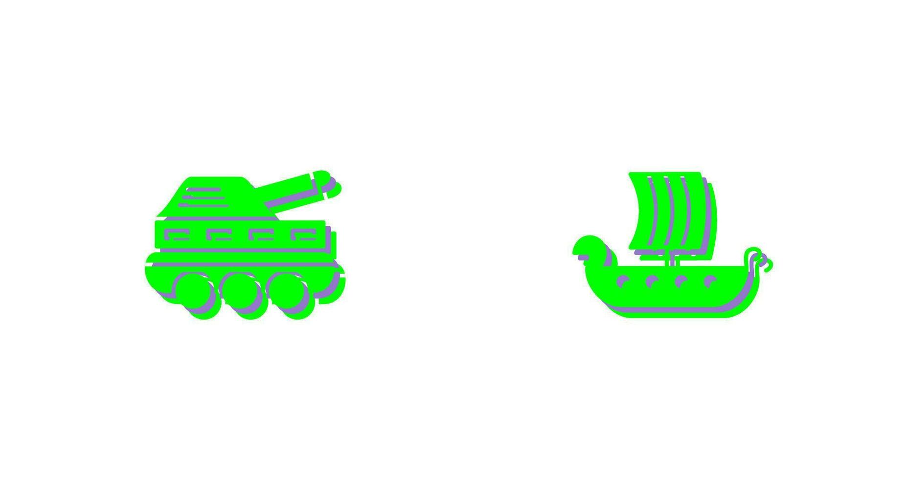 Infantry Tank and Viking Ship Icon vector