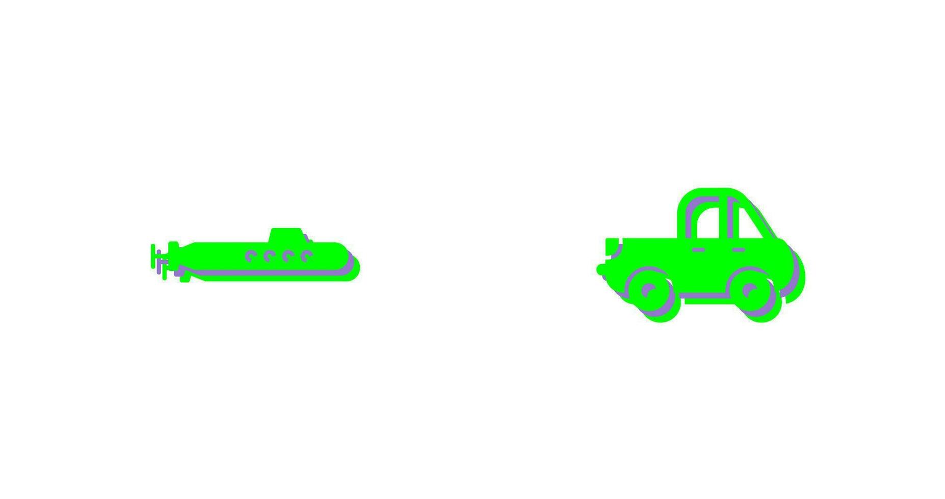 submarino y recoger icono vector