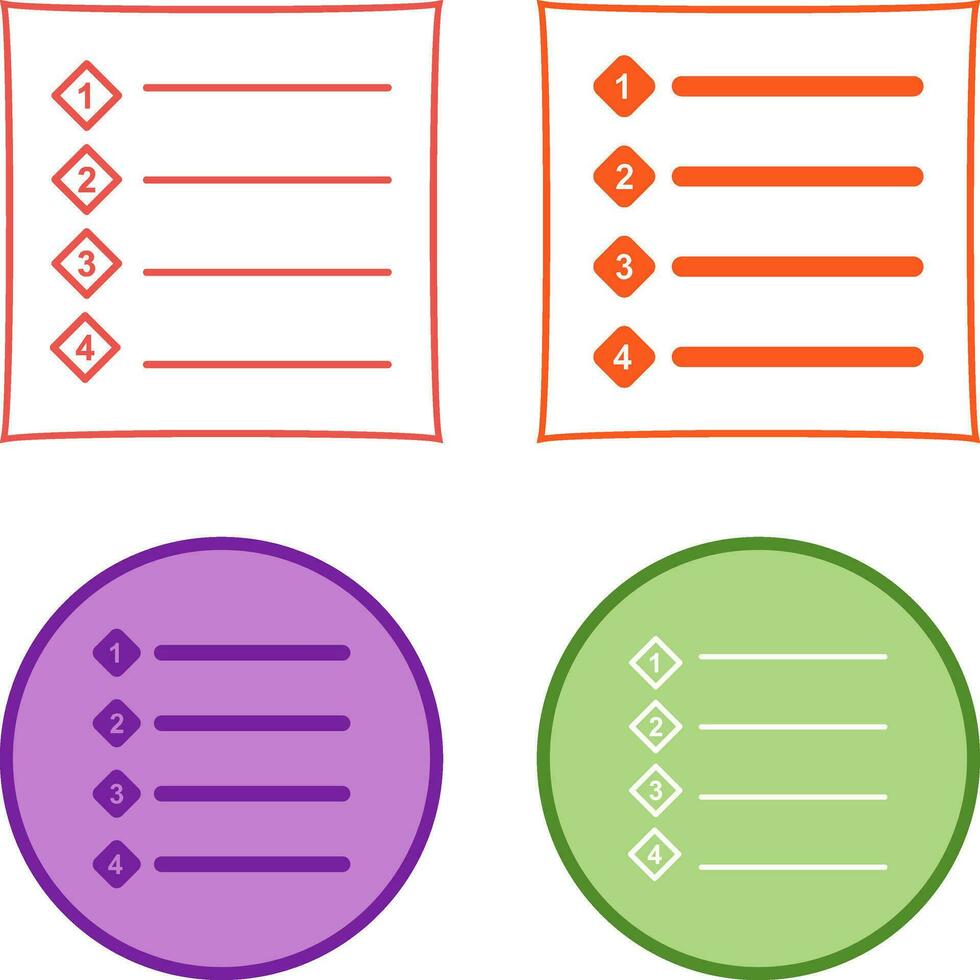 Unique Numbered list Vector Icon