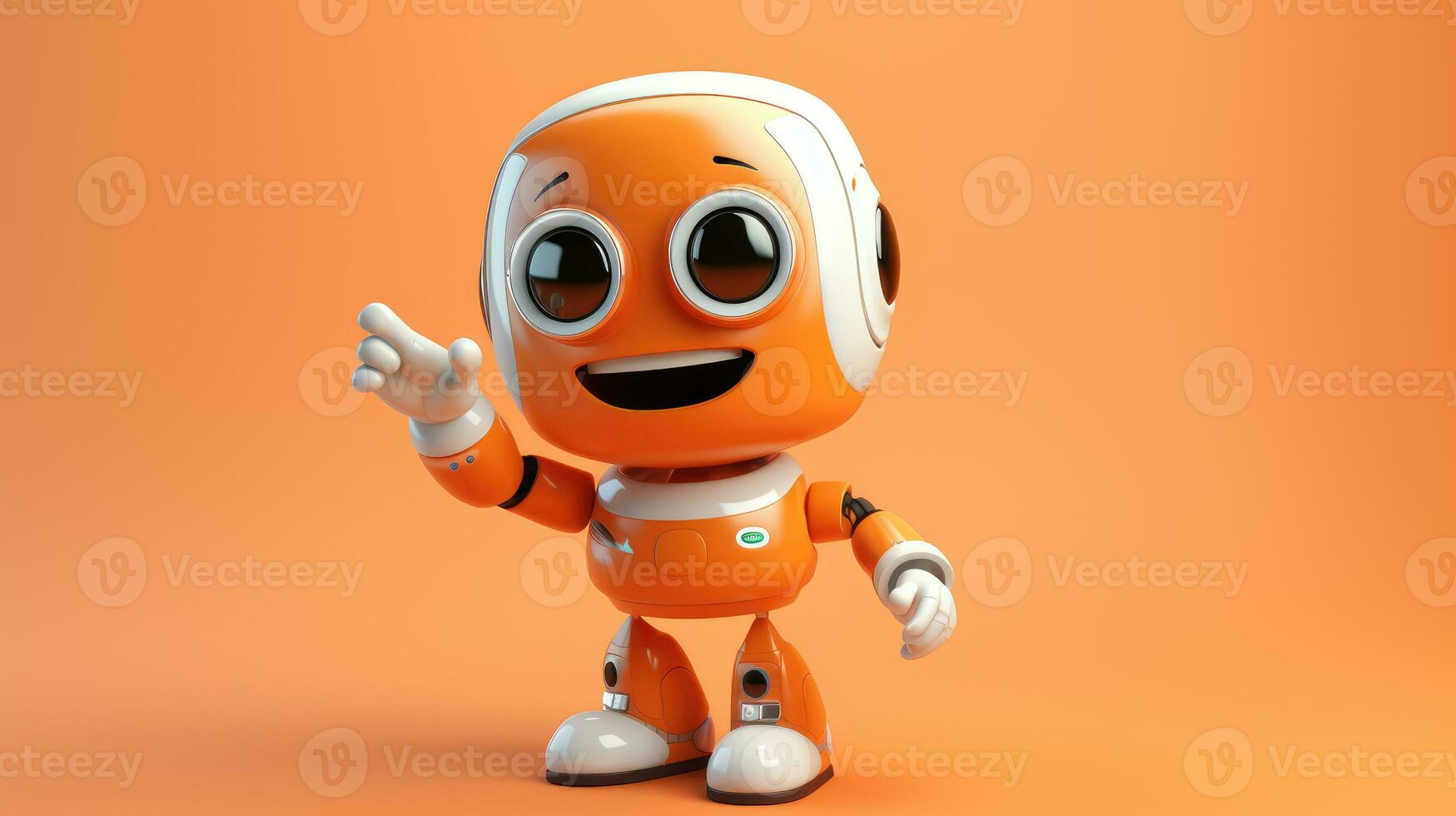 of a cute robot character on an gradient background. photo