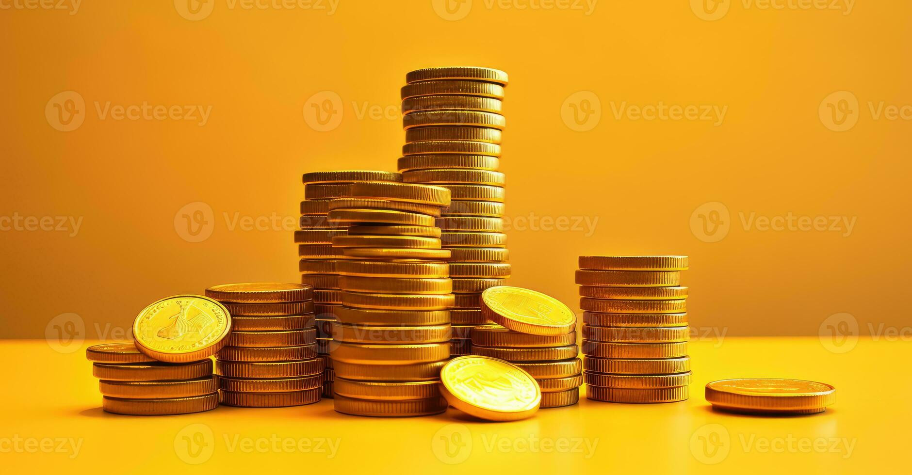 Golden coins on a dark background, business concept photo