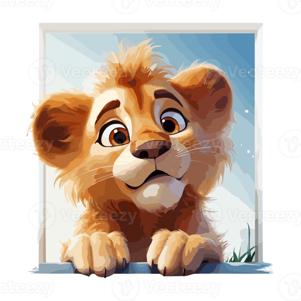 Cute baby Lion on transparent background png