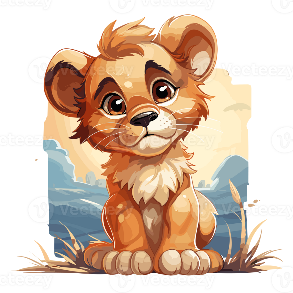 Cute baby Lion on transparent background png