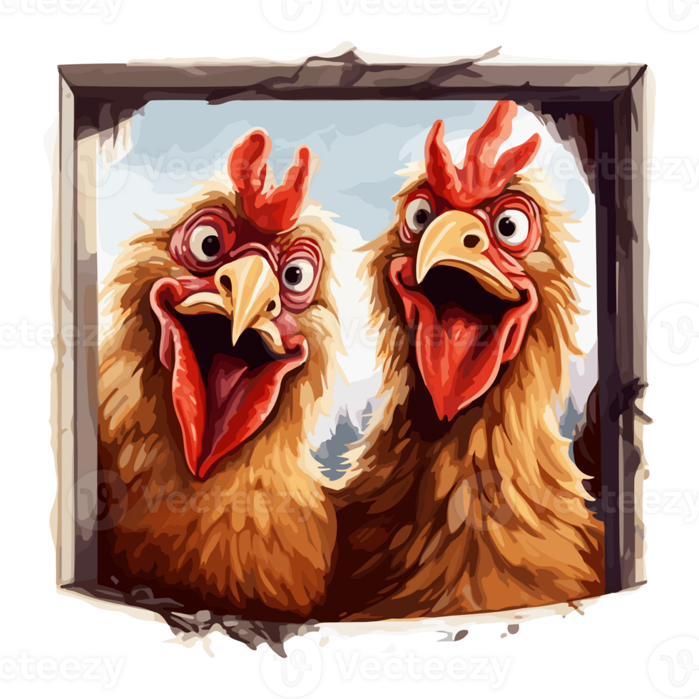 Cute Funny Hen, Chicken on transparent background png