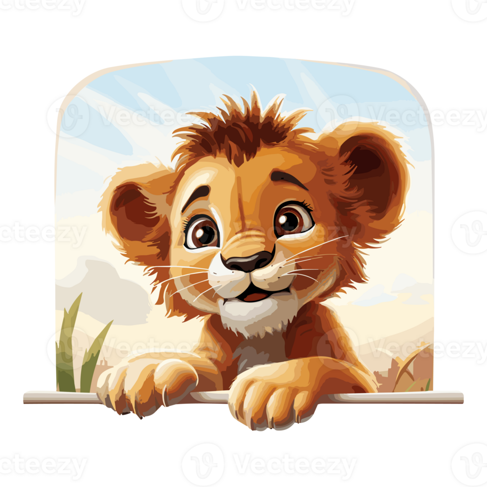 Cute baby Lion on transparent background png