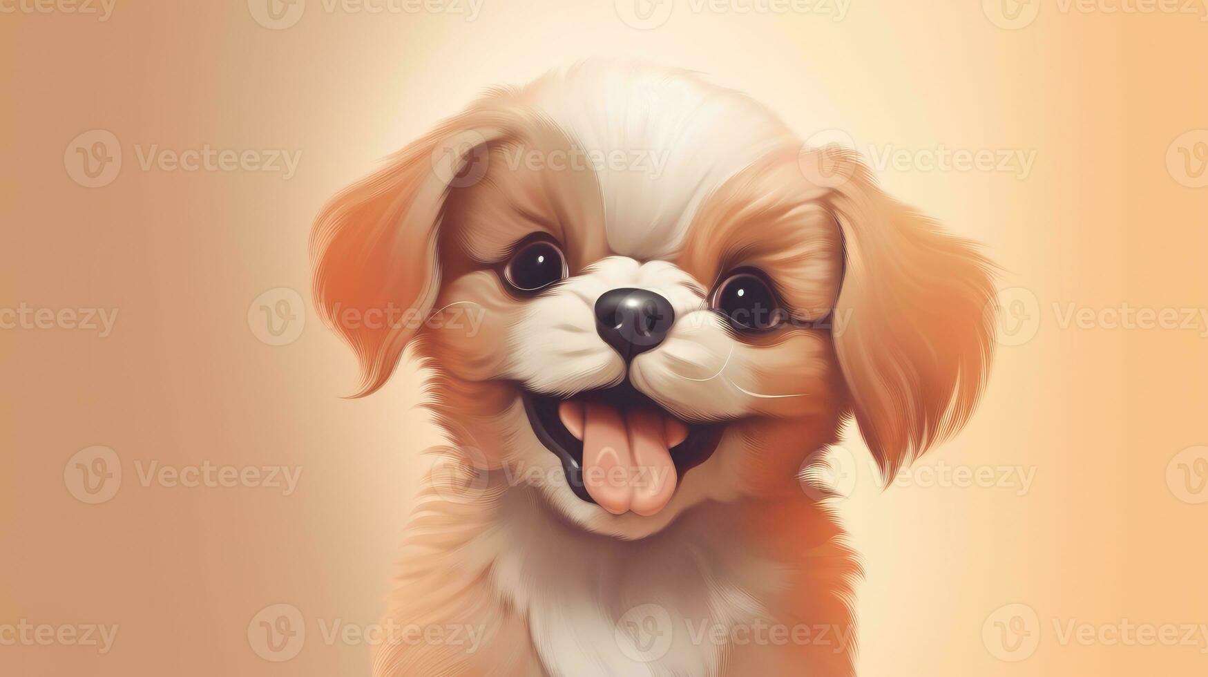 cute dog on brown background photo