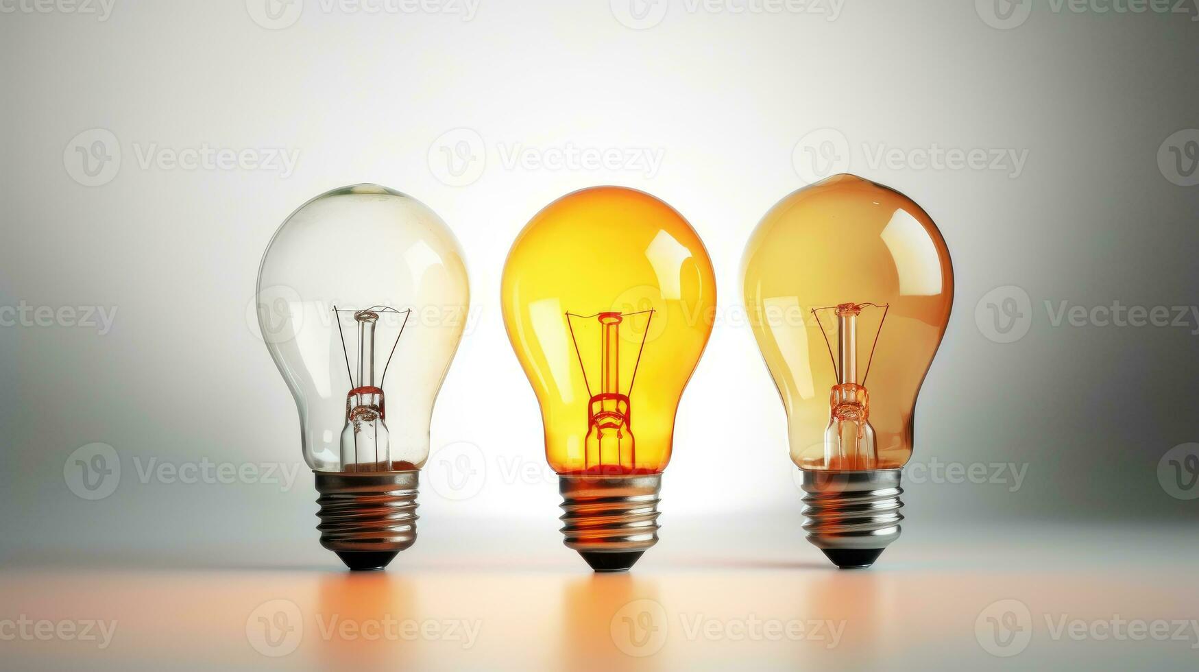 Idea concept. Light bulbs on white background photo