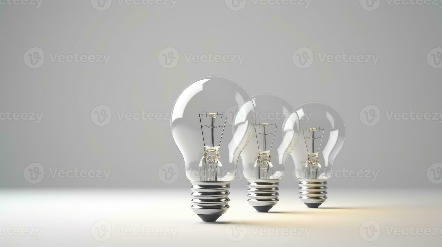 Glowing light bulb on grey background. photo