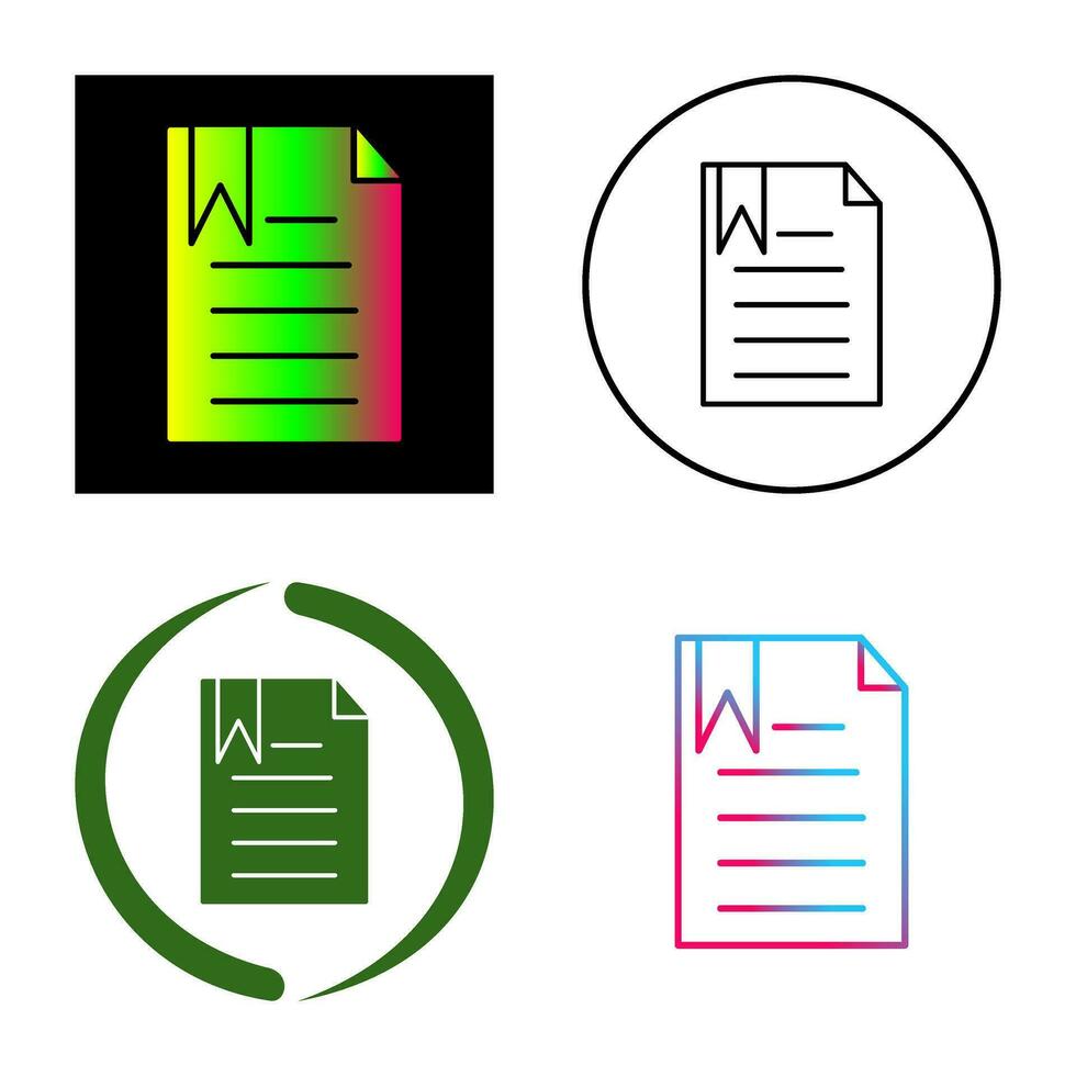Unique Bookmarked Document Vector Icon