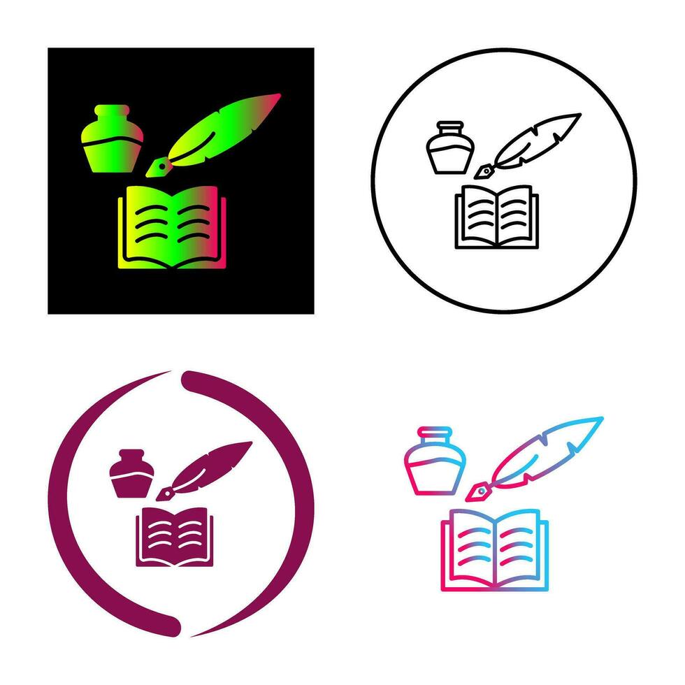 Unique Quill and Book Vector Icon