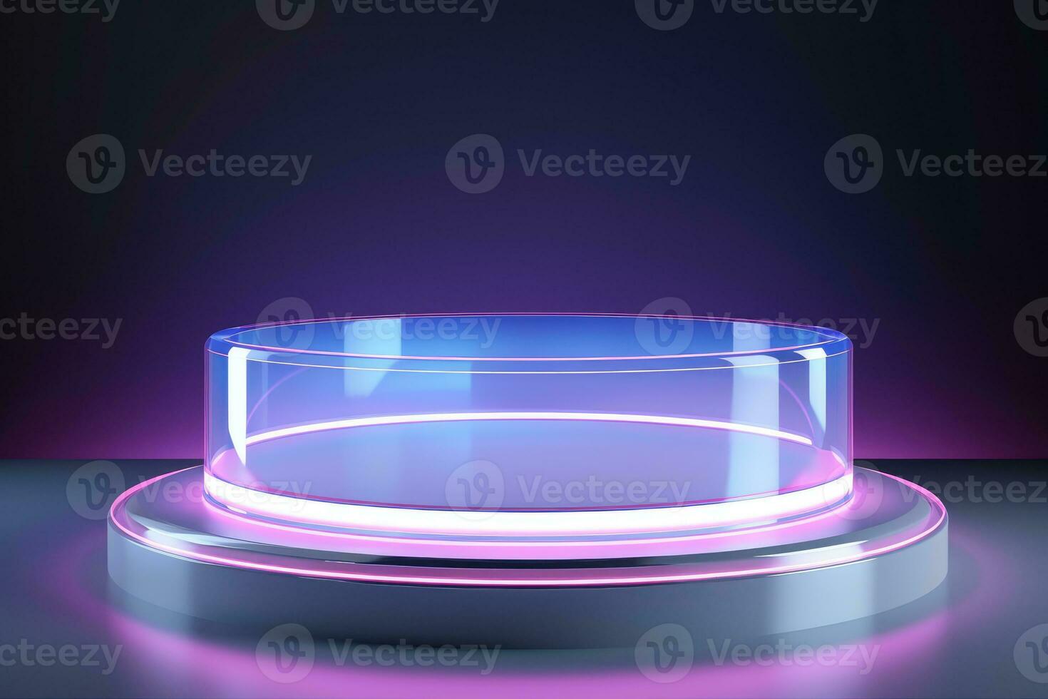 Product Podium with glow lights, tech product podium futuristic background photo