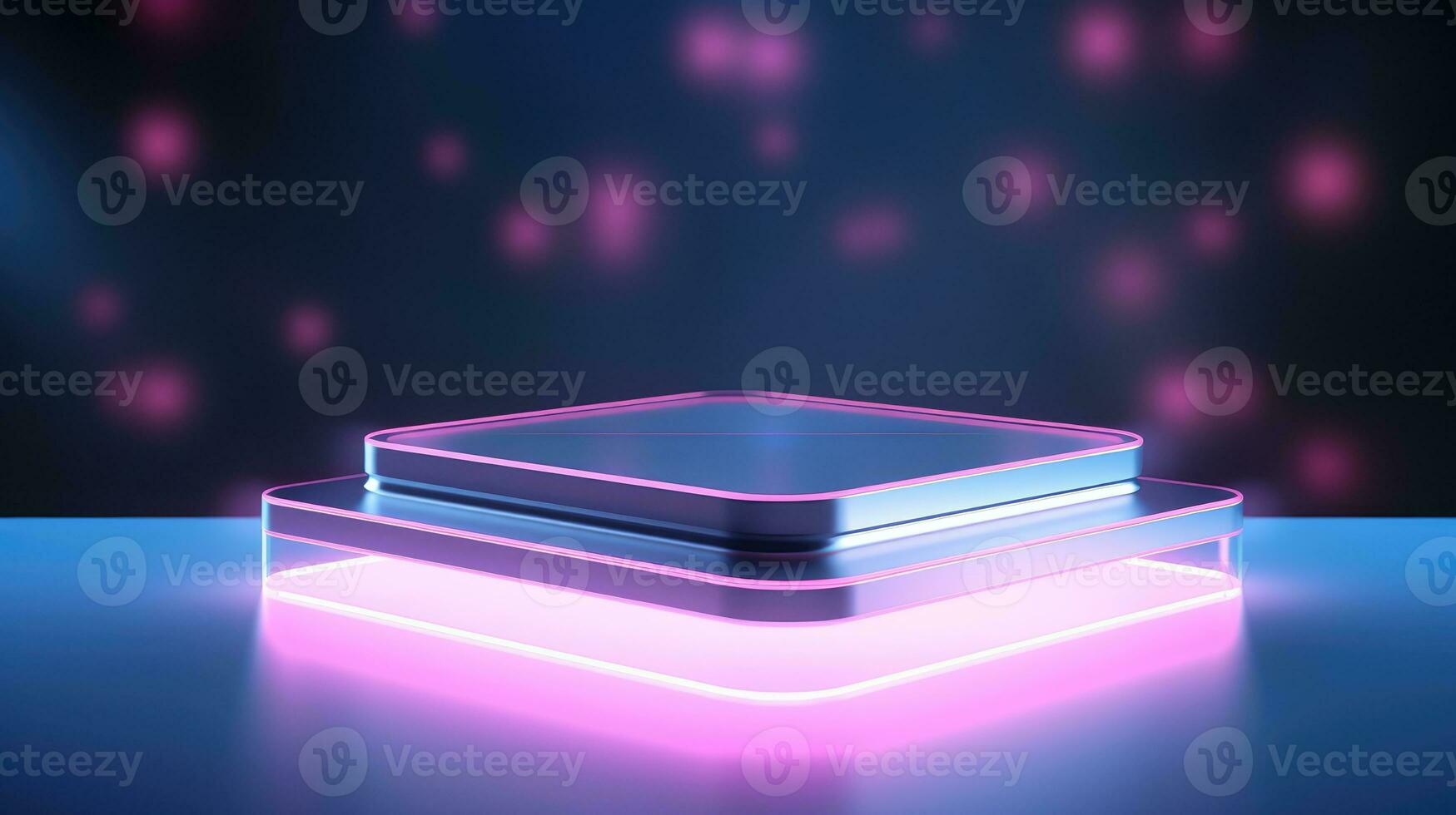 Product Presentation Podium with glow lights, tech podium, glow lights background photo