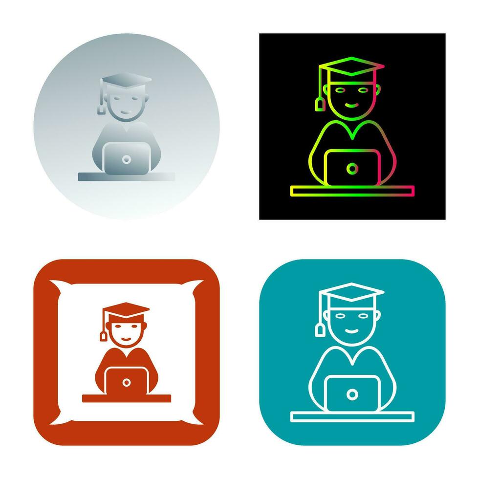 Unique Studying on Laptop Vector Icon