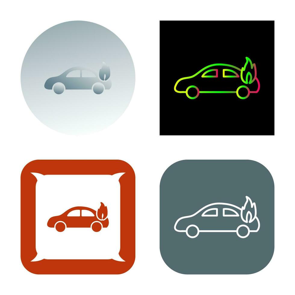 Unique Car on Fire Vector Icon