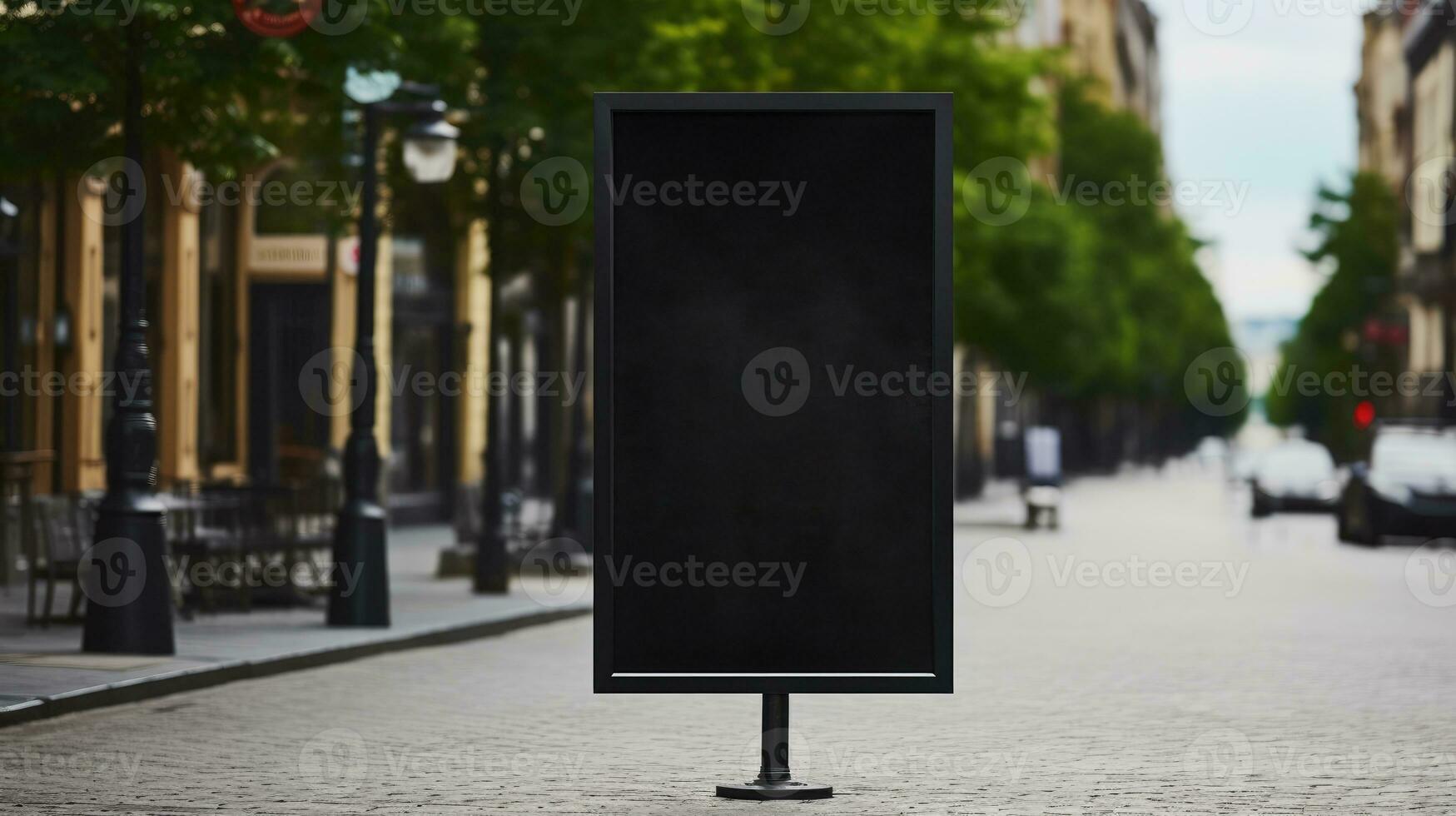 Blank black street billboard poster stand mockup photo