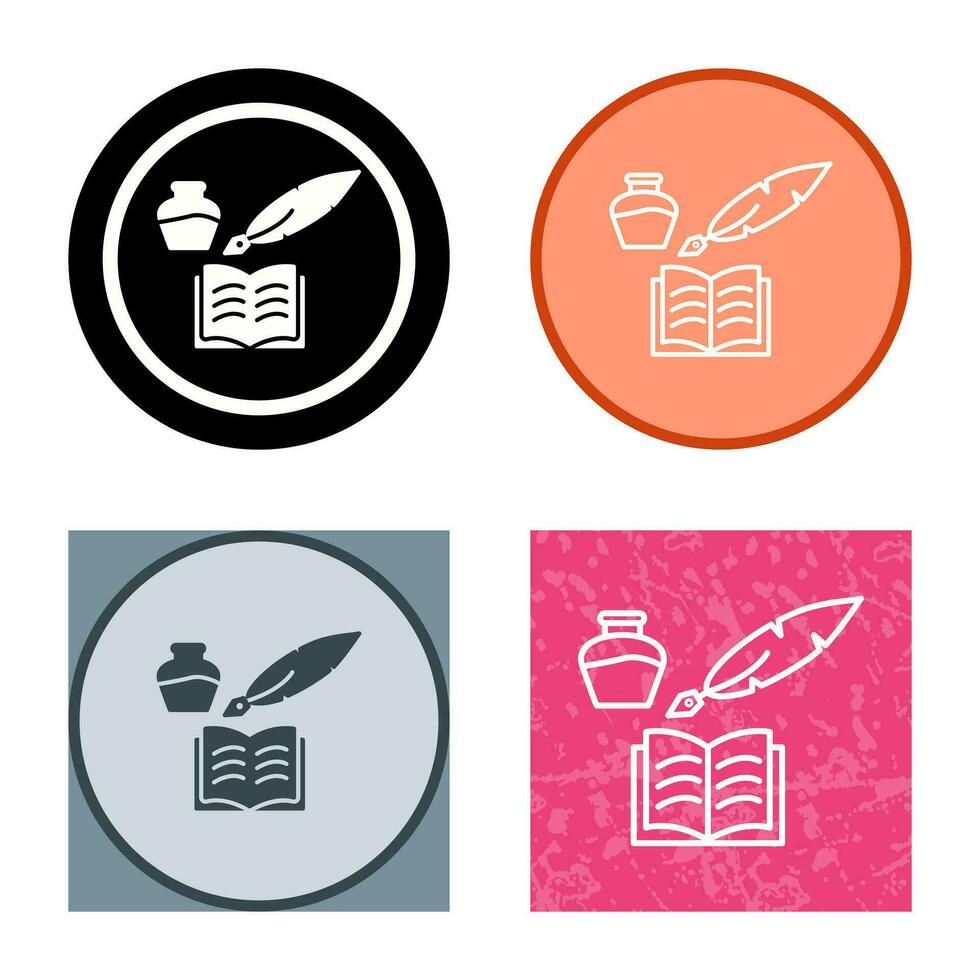 Unique Quill and Book Vector Icon
