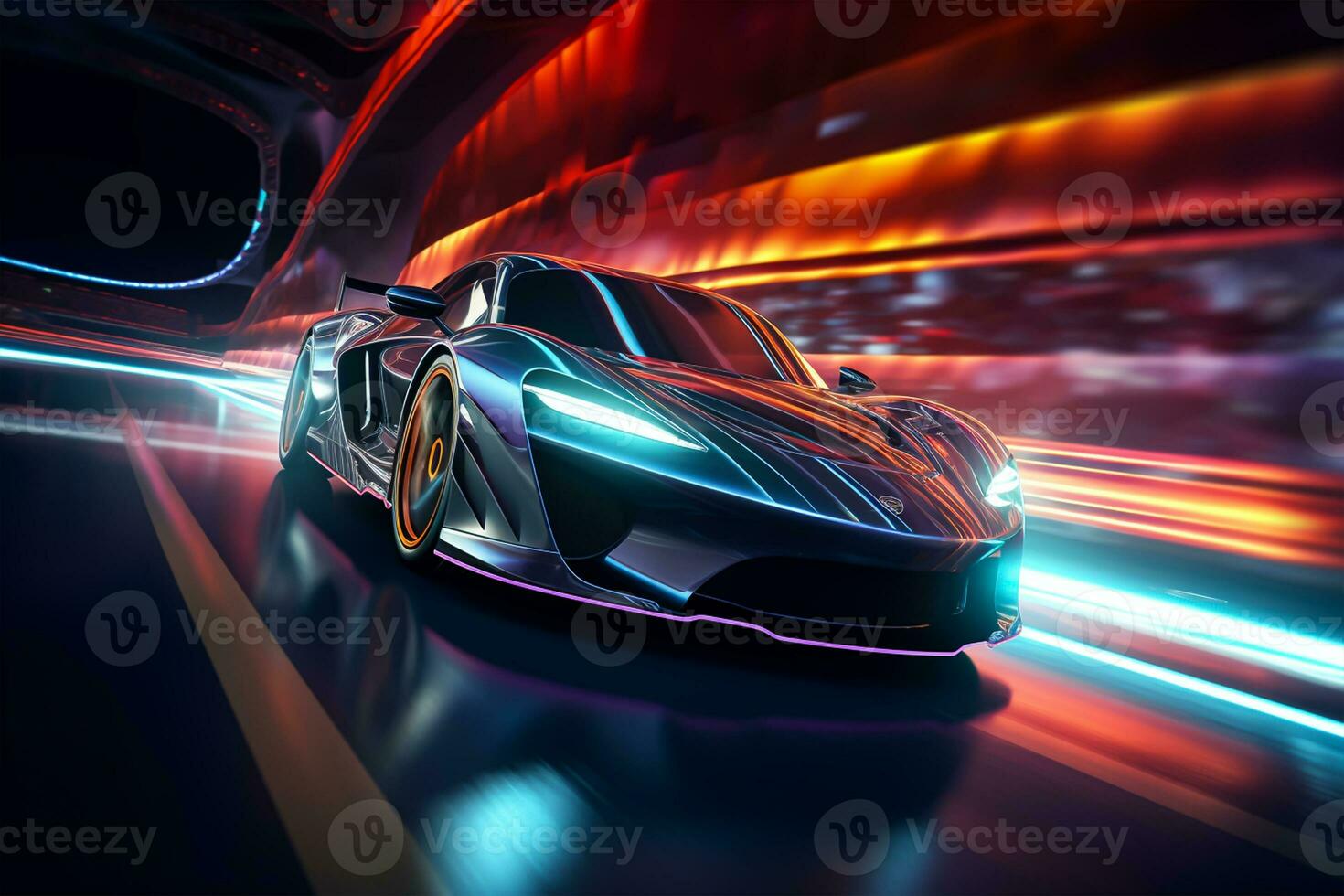 sport car on the race track, extreme car race concept photo