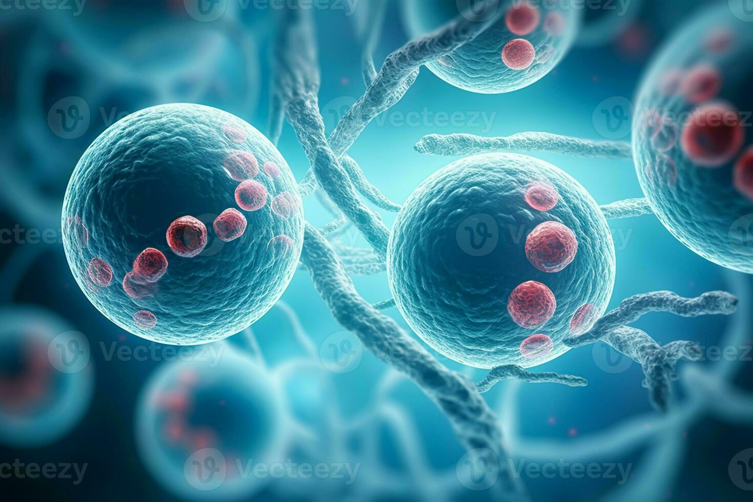 Human cell or Embryonic stem cell microscope background, medical science background photo