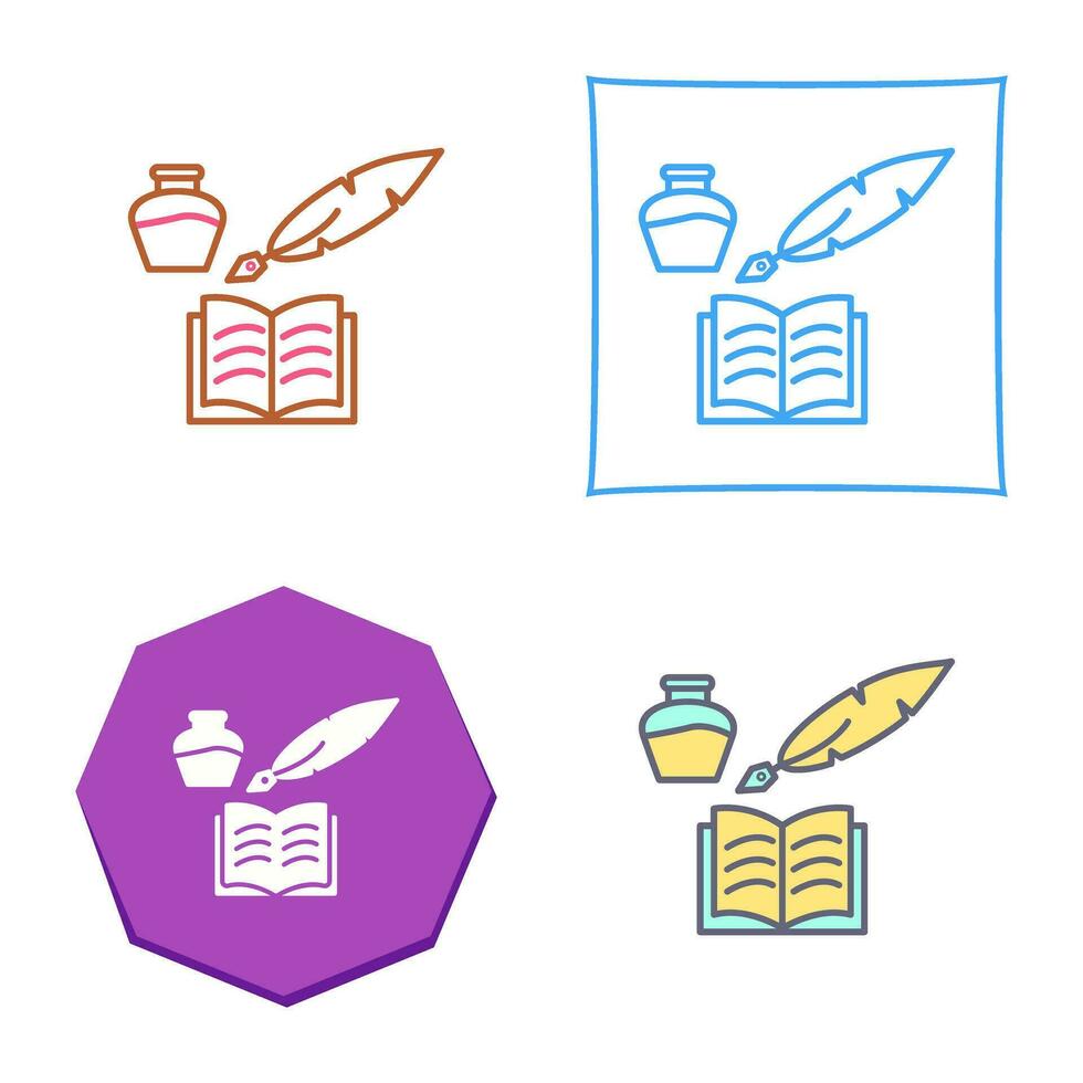 Unique Quill and Book Vector Icon