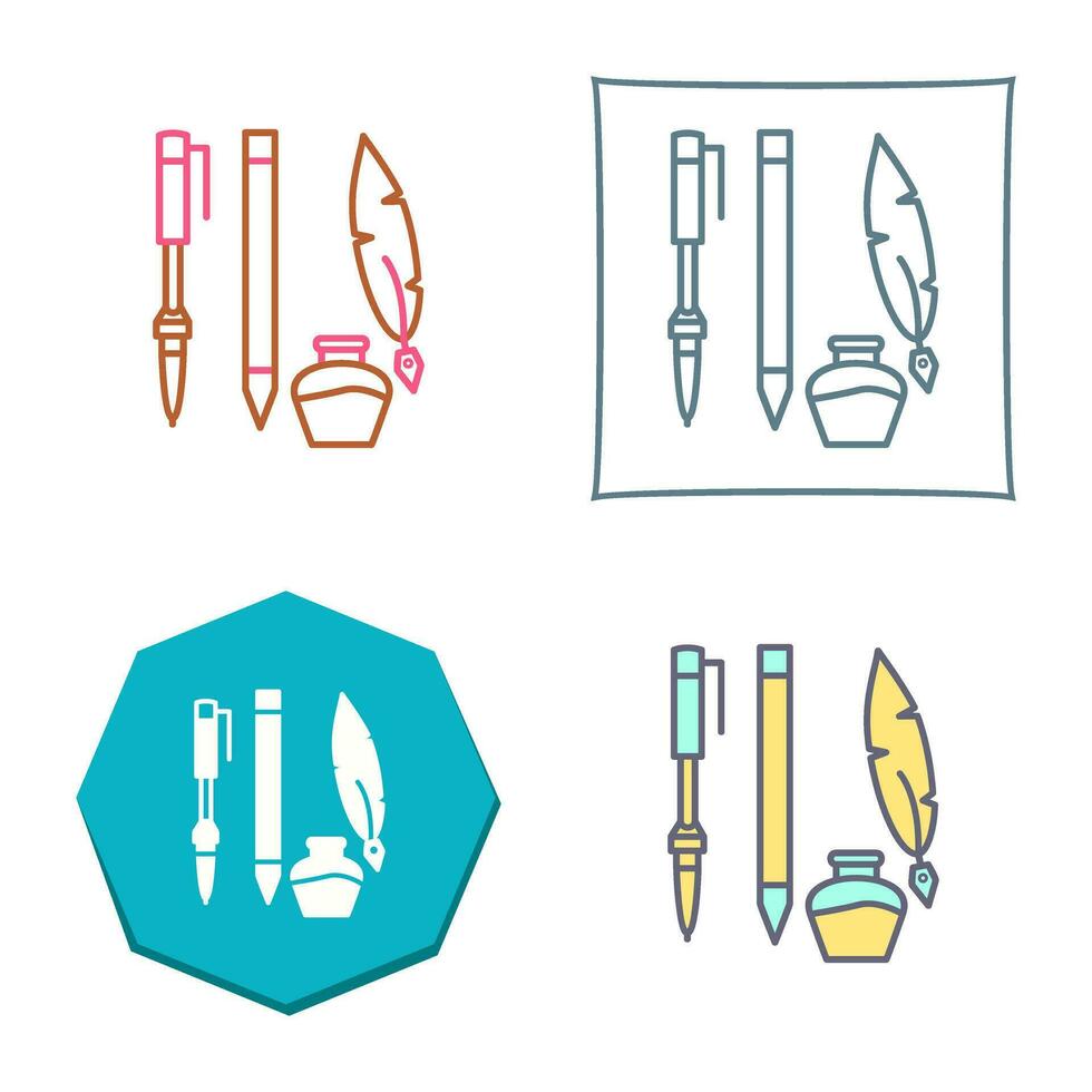 Unique Writing Equipment Vector Icon