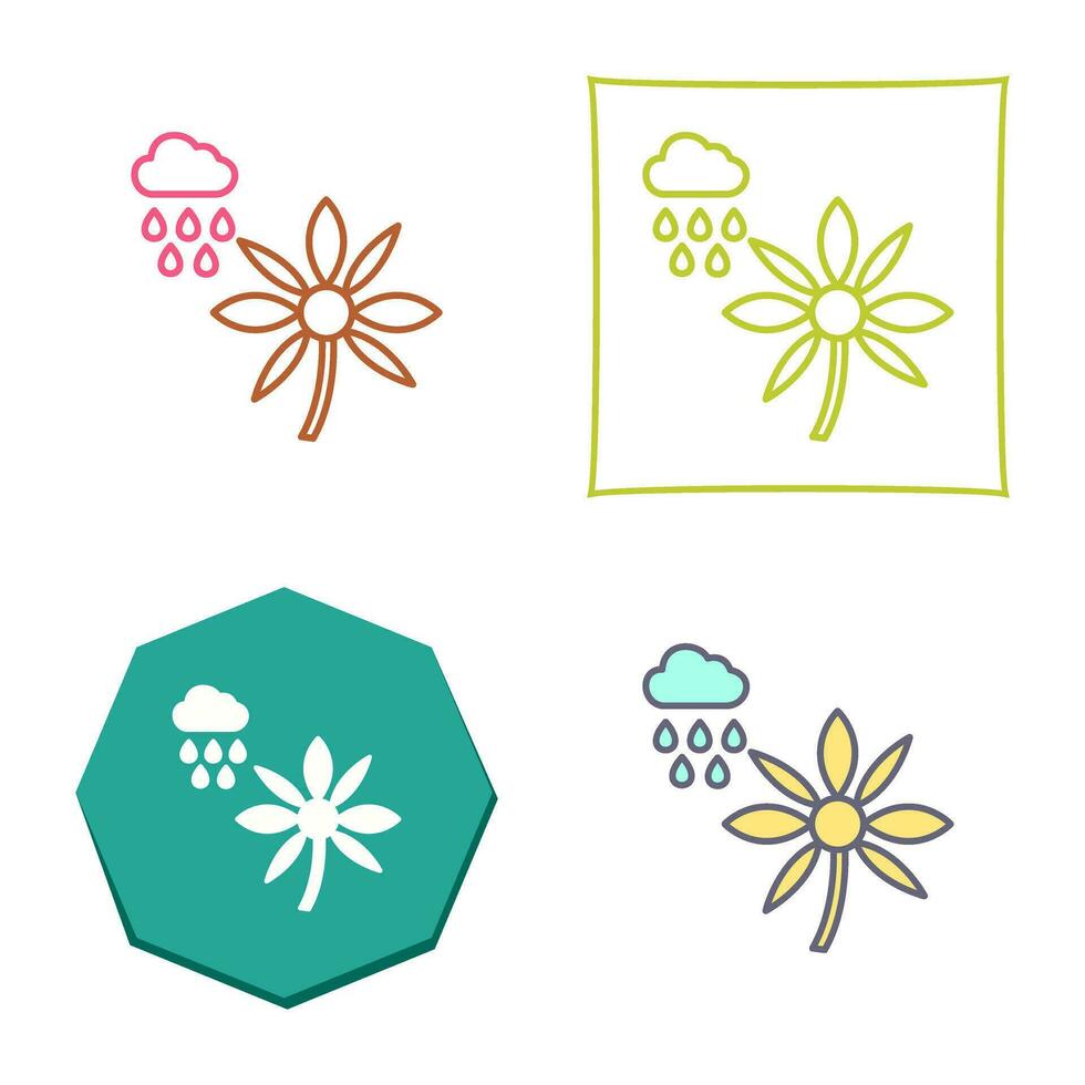 Flower with rain Vector Icon