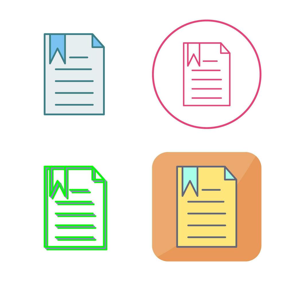 Unique Bookmarked Document Vector Icon