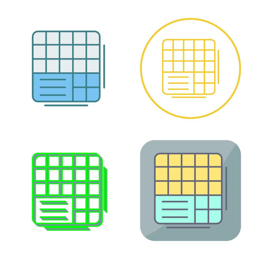 Table Data Vector Icon