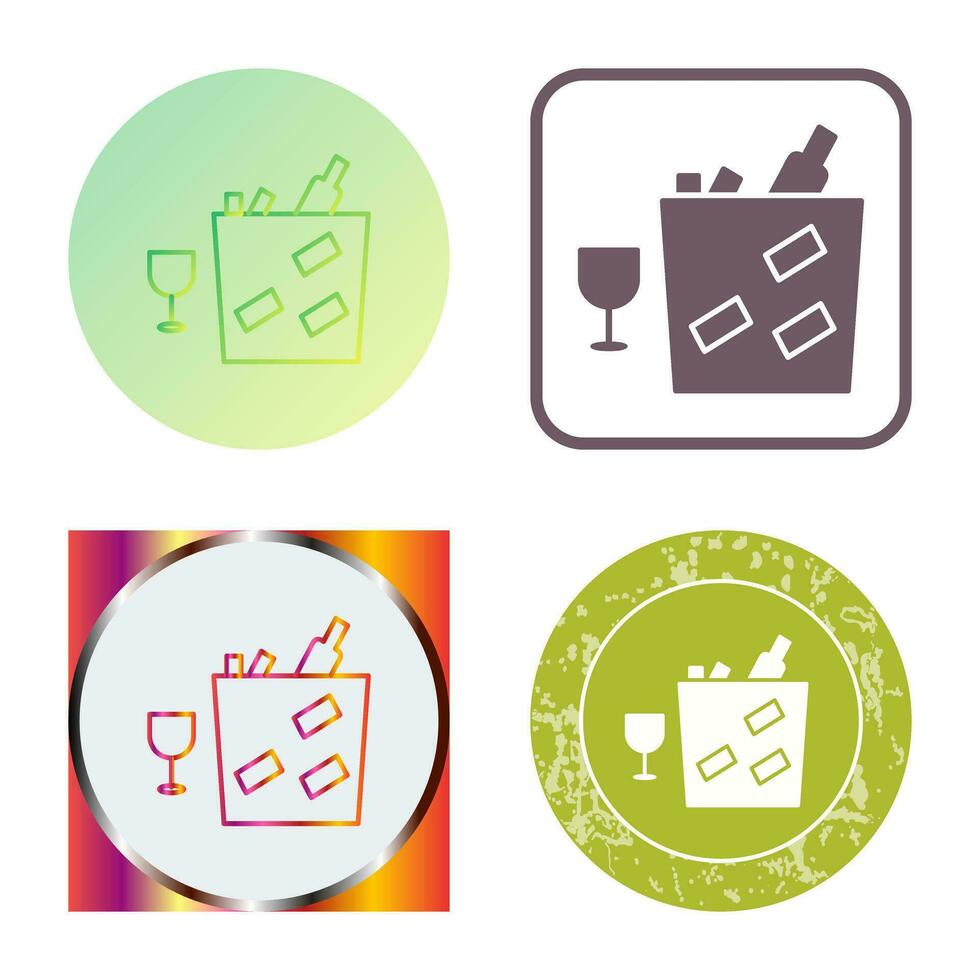 Unique Wine Bottle in Ice Vector Icon