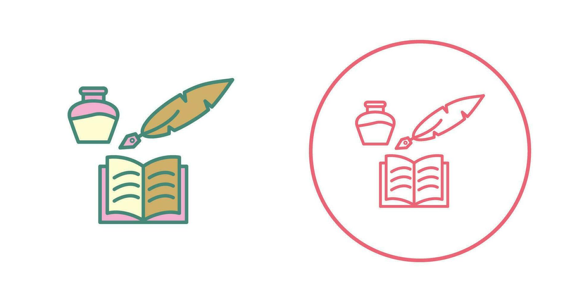 Unique Quill and Book Vector Icon