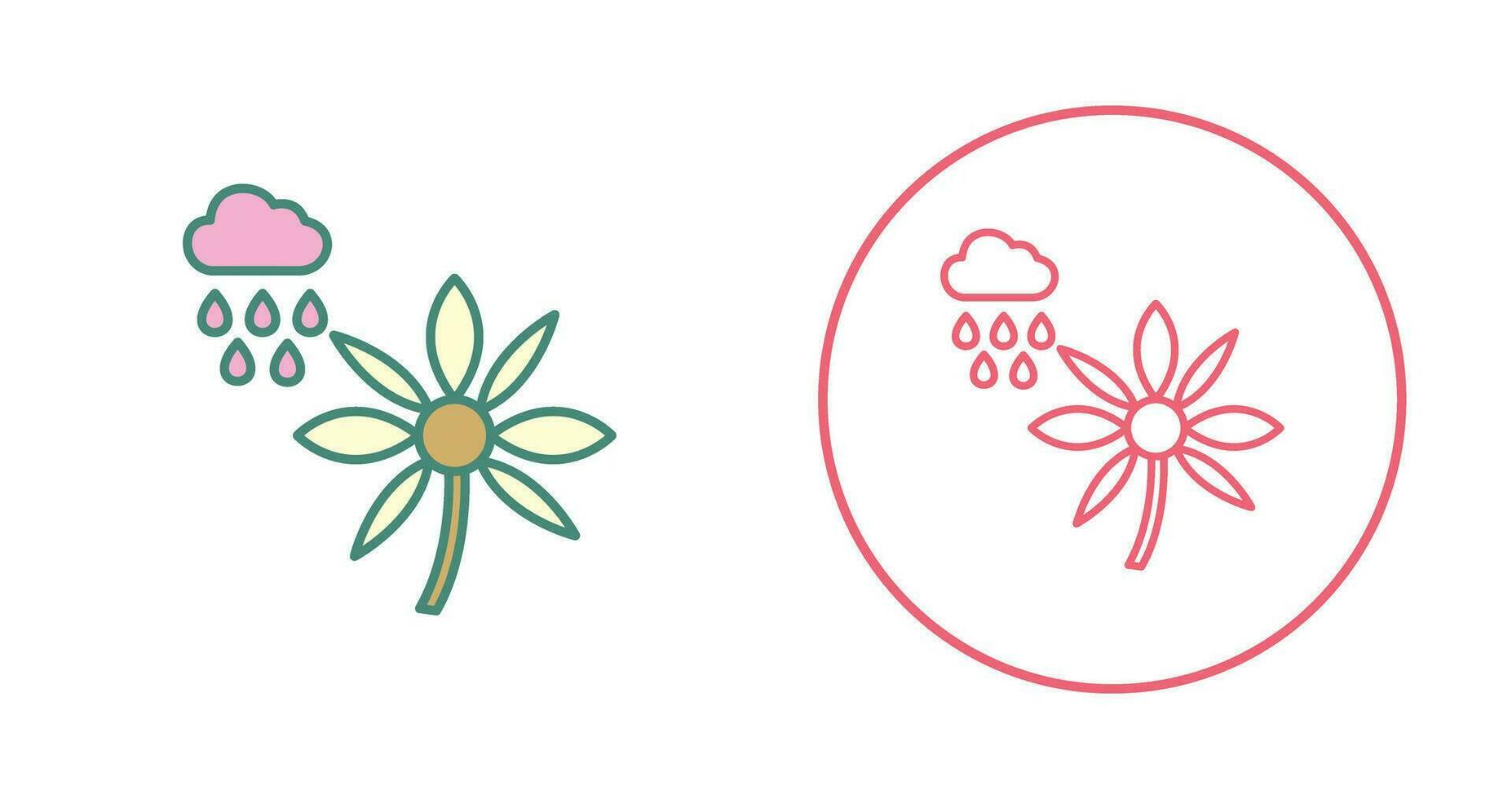 Flower with rain Vector Icon