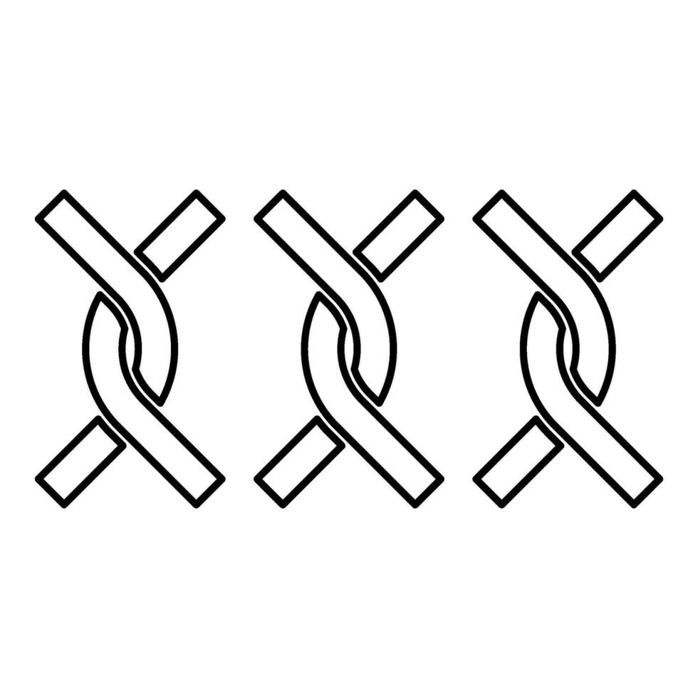 Chain fence twisted wire contour outline line icon black color vector illustration image thin flat style