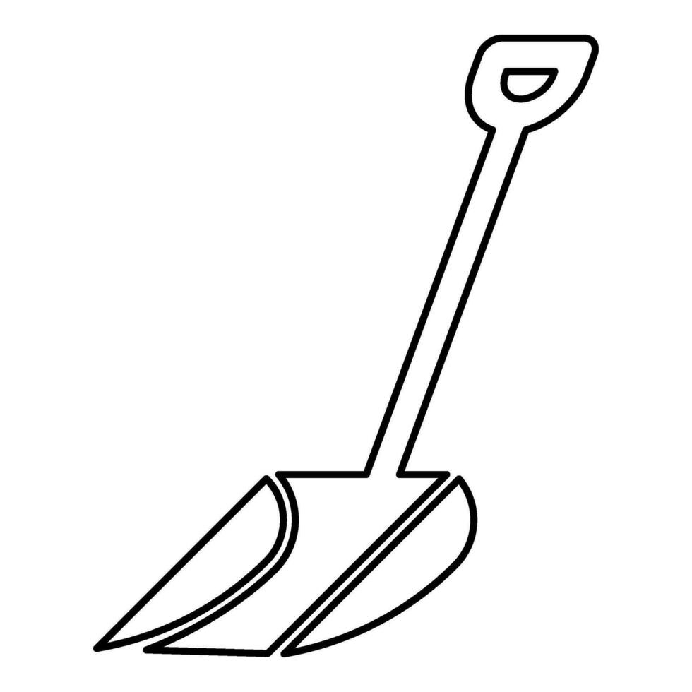 Winter snow shovel clearing contour outline line icon black color vector illustration image thin flat style