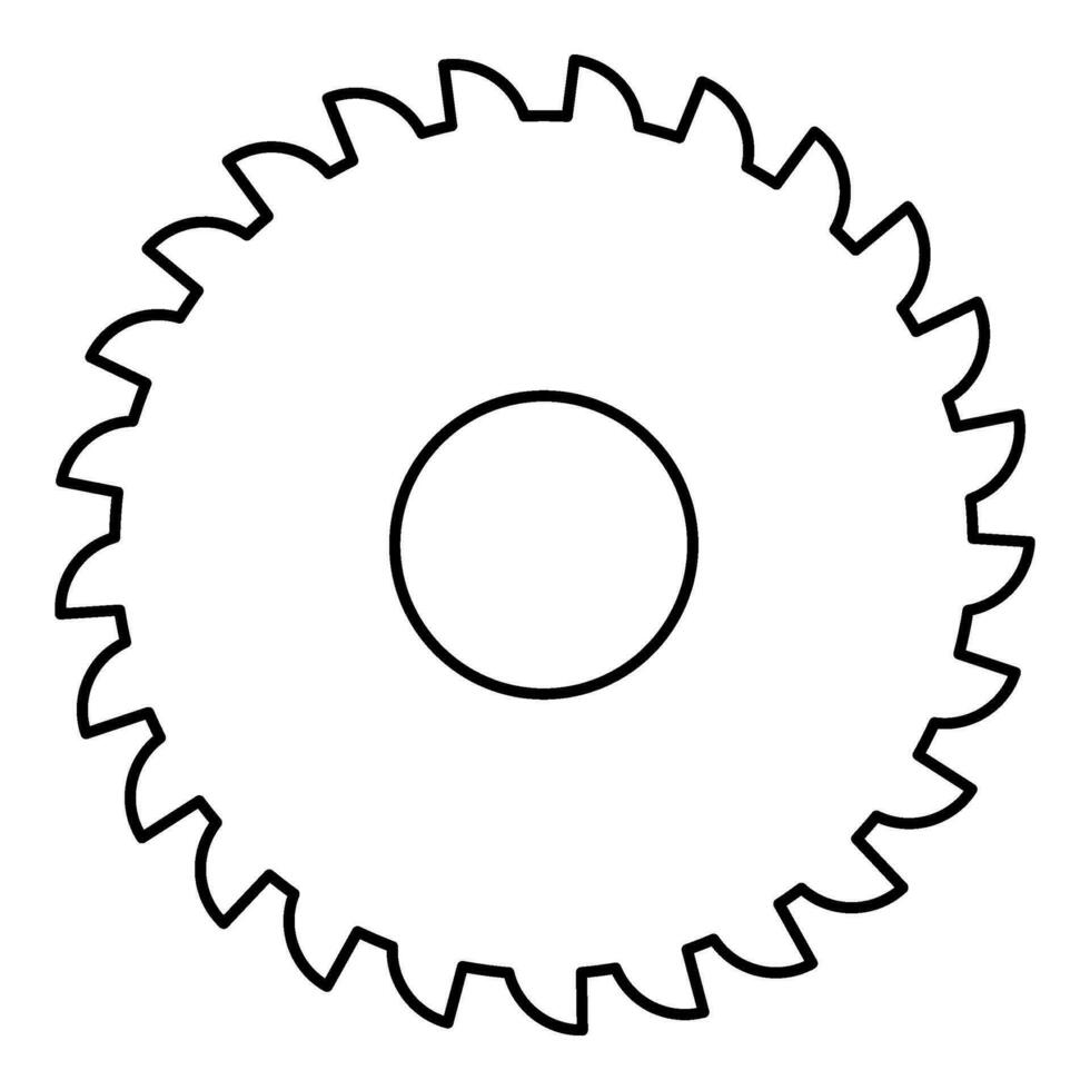 Round knife millstone circular saw disc contour outline line icon black color vector illustration image thin flat style