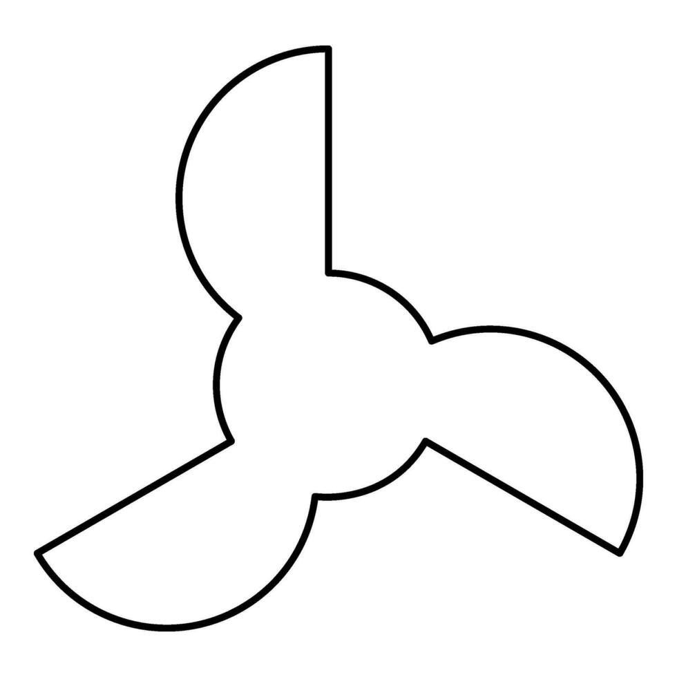 Screw of ship propeller fan turbine three-bladed contour outline line icon black color vector illustration image thin flat style