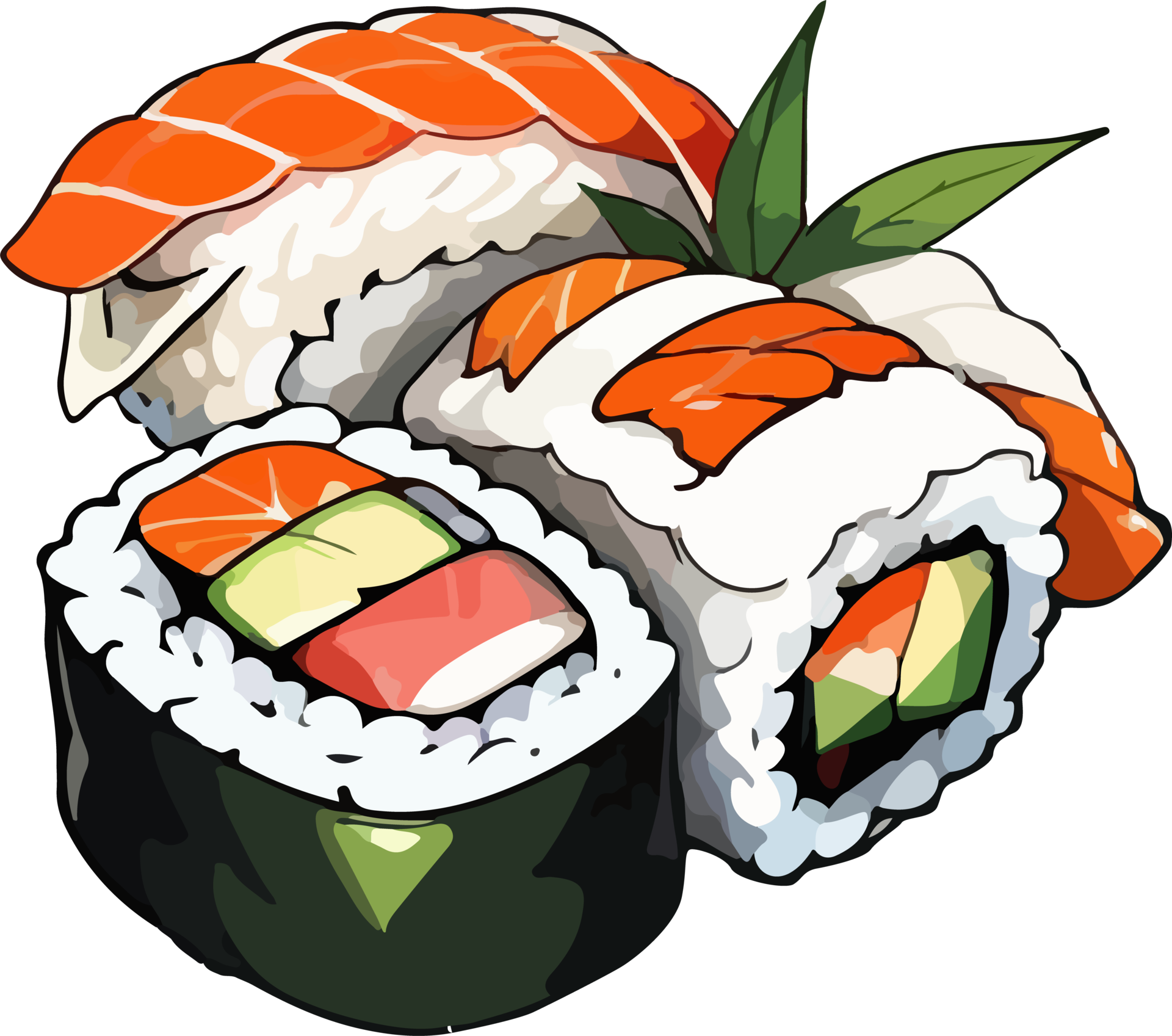 AI generated Yummy Sushi Set Cartoon 34700339 PNG