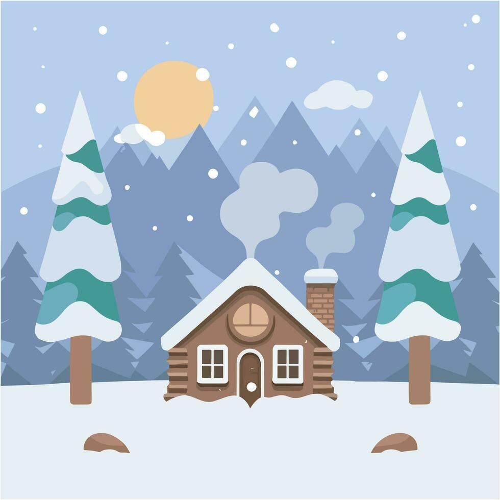 AI generated Seasonal winter landscape illustration vector. vector
