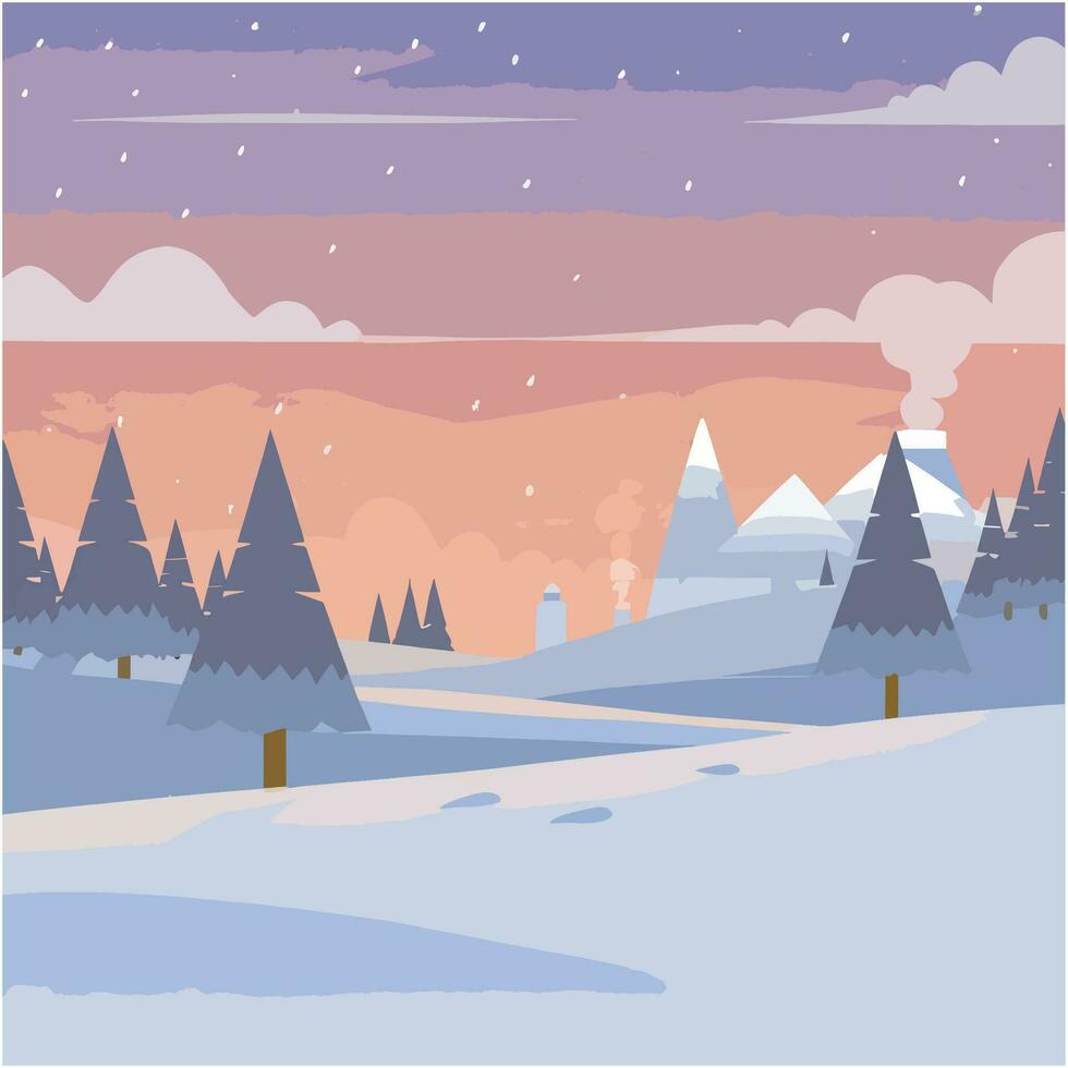 AI generated Seasonal winter landscape illustration vector. vector