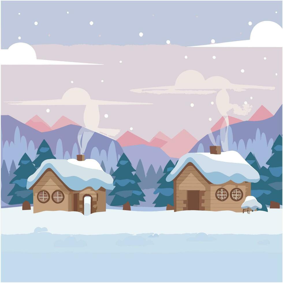 AI generated Seasonal winter landscape illustration vector. vector