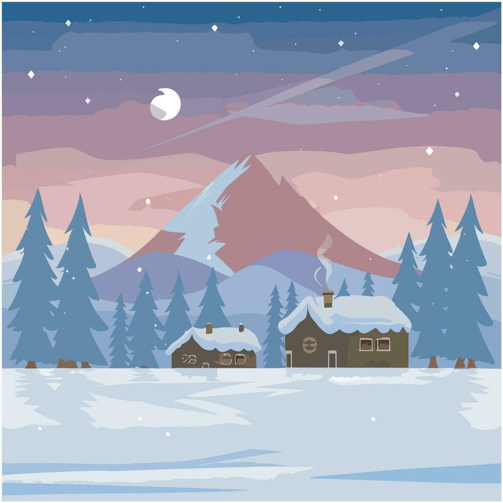 AI generated Seasonal winter landscape illustration vector. vector