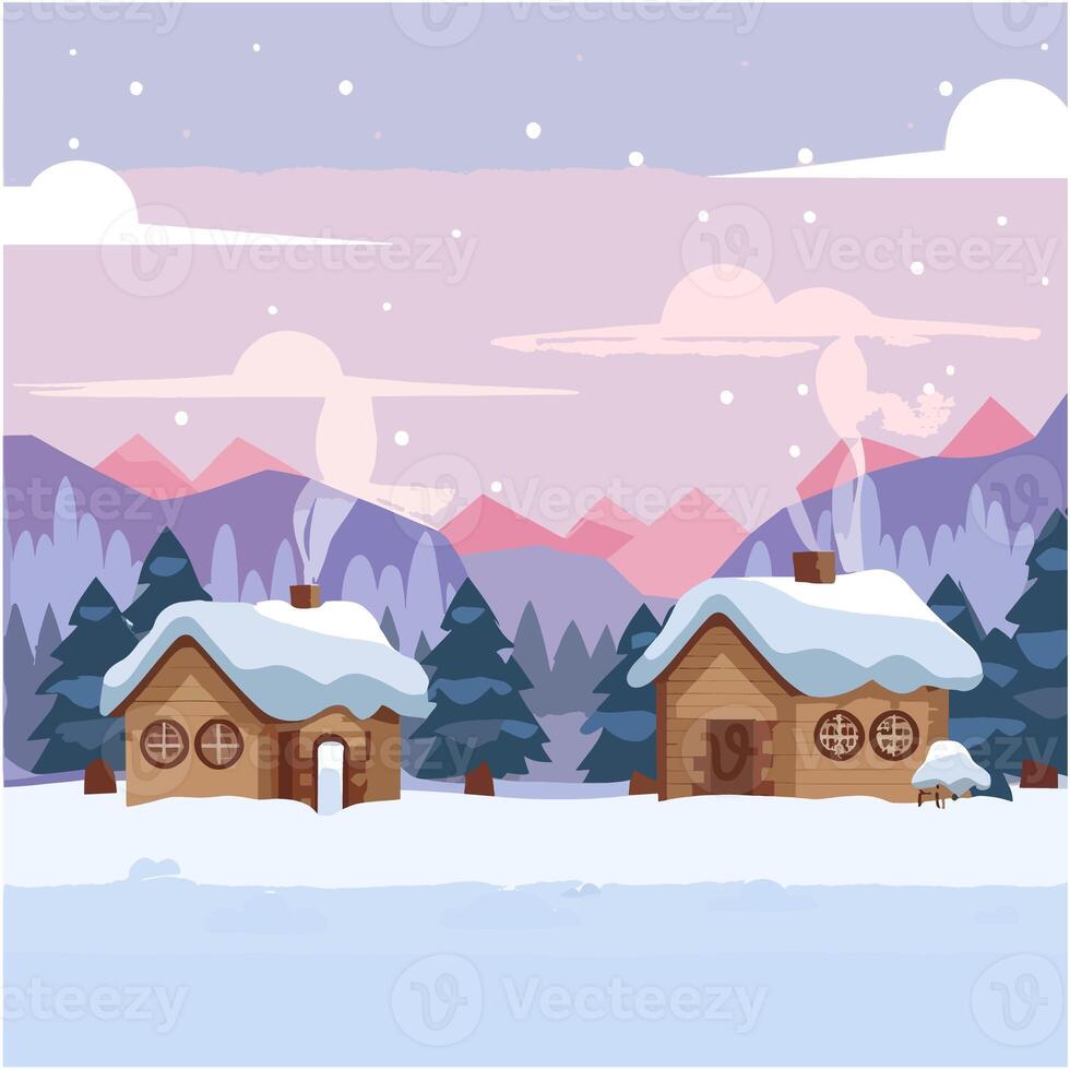 AI generated Seasonal winter landscape illustration vector. photo