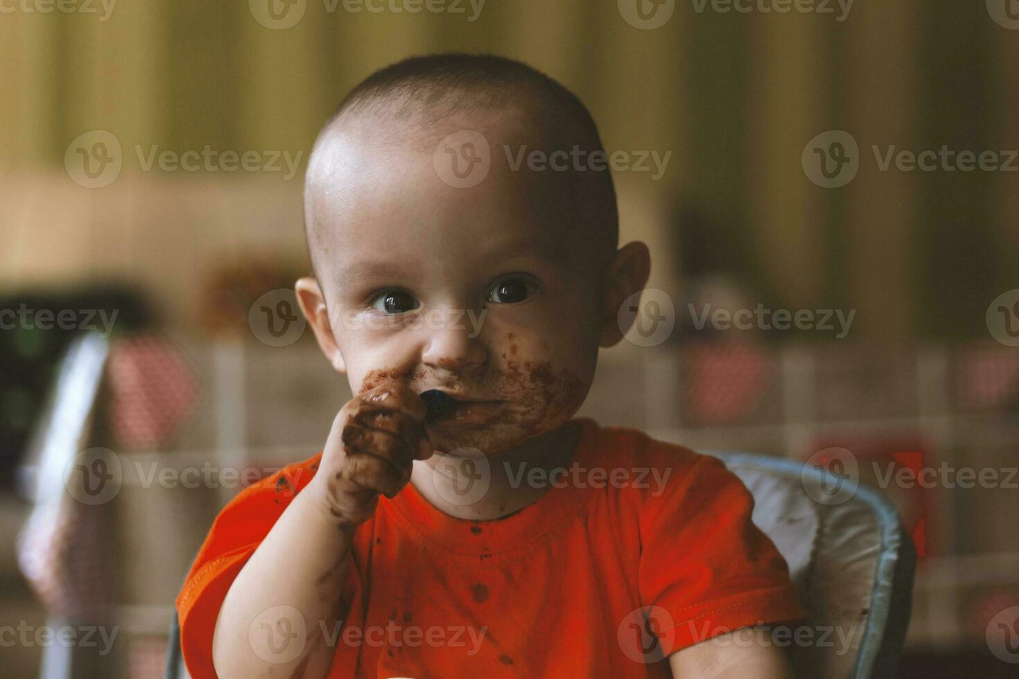 Child Eating Chocolate photo