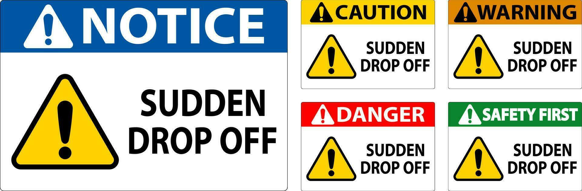 Danger Sign Sudden Drop Off vector