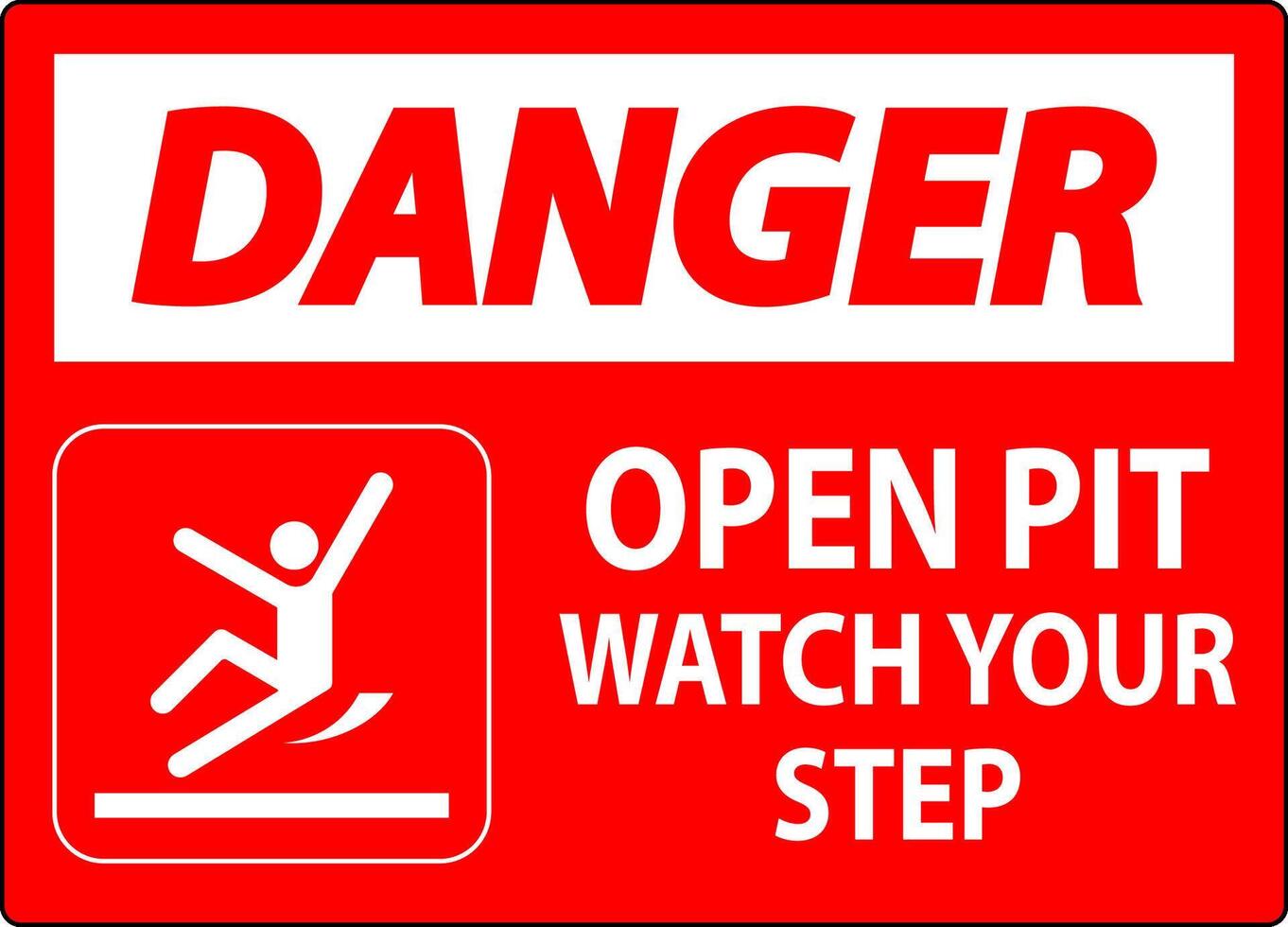 Danger Sign Open Pit, Watch Your Step vector