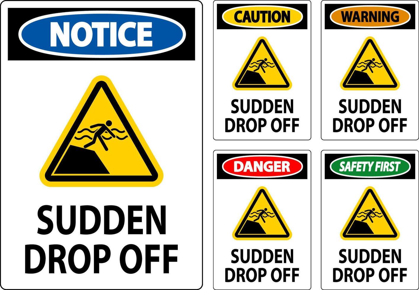 Danger Sign Sudden Drop Off vector